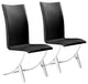 Set of Two Contempo Slim Black Faux Leather and Stainless Dining Chairs