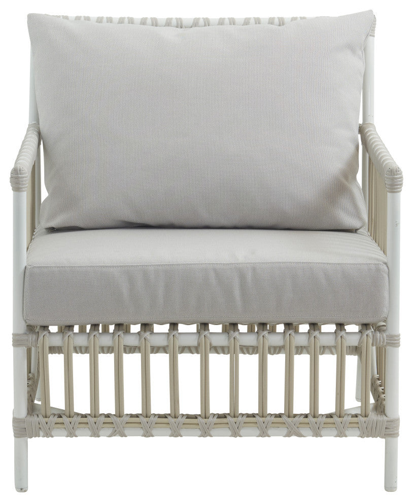 Caroline Exterior Lounge Chair, Dove White, Tempotest White Canvas Seat and Back Cushions