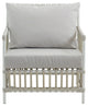 Caroline Exterior Lounge Chair, Dove White, Tempotest White Canvas Seat and Back Cushions