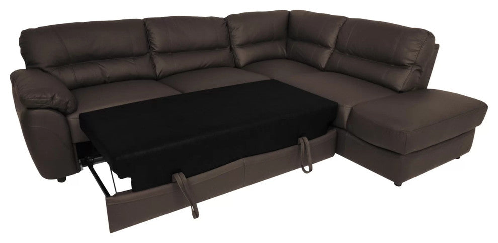 Baltica Natural Leather Sectional Sleeper Sofa, Right Corner