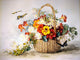 Tile Mural Still Life Of Nasturtiums, Jasmine Butterflies, 6"x8", Matte
