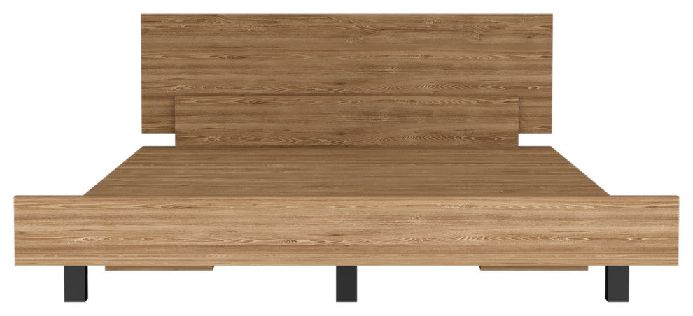 Ethereal Twin Bed Base with Headboard, Pine