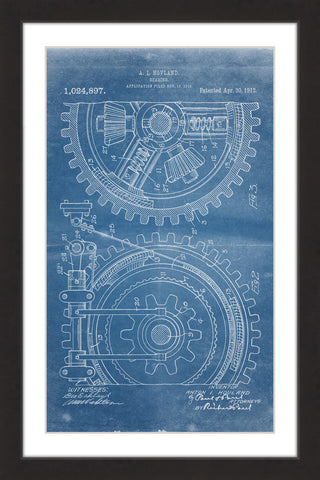 "Gears 1912 Blueprint" Framed Painting Print