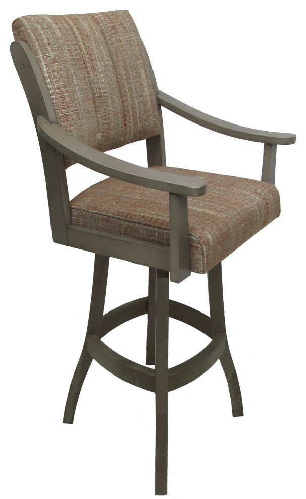 Swivel Counter Wood Bar Stool Casa on S-Base, Watusi Madder - Asian Grey, 26"