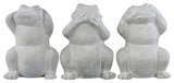 Cement Standing Frog No Evil, 3-Piece Set