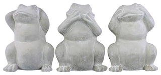 Cement Standing Frog No Evil, 3-Piece Set