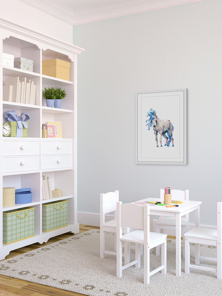 "White Unicorn" Framed Painting Print, 12"x18"