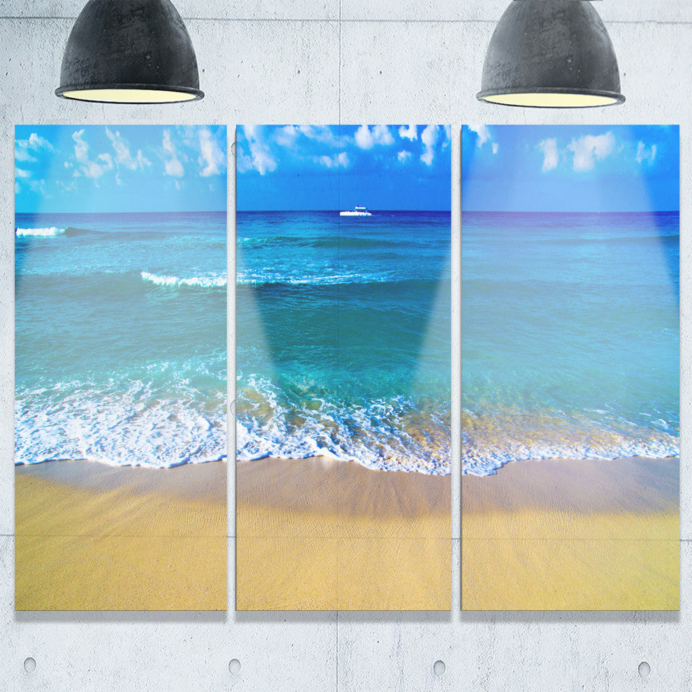 "Floating Blue Waves Beach" Metal Wall Art, 3 Panels, 36"x28"