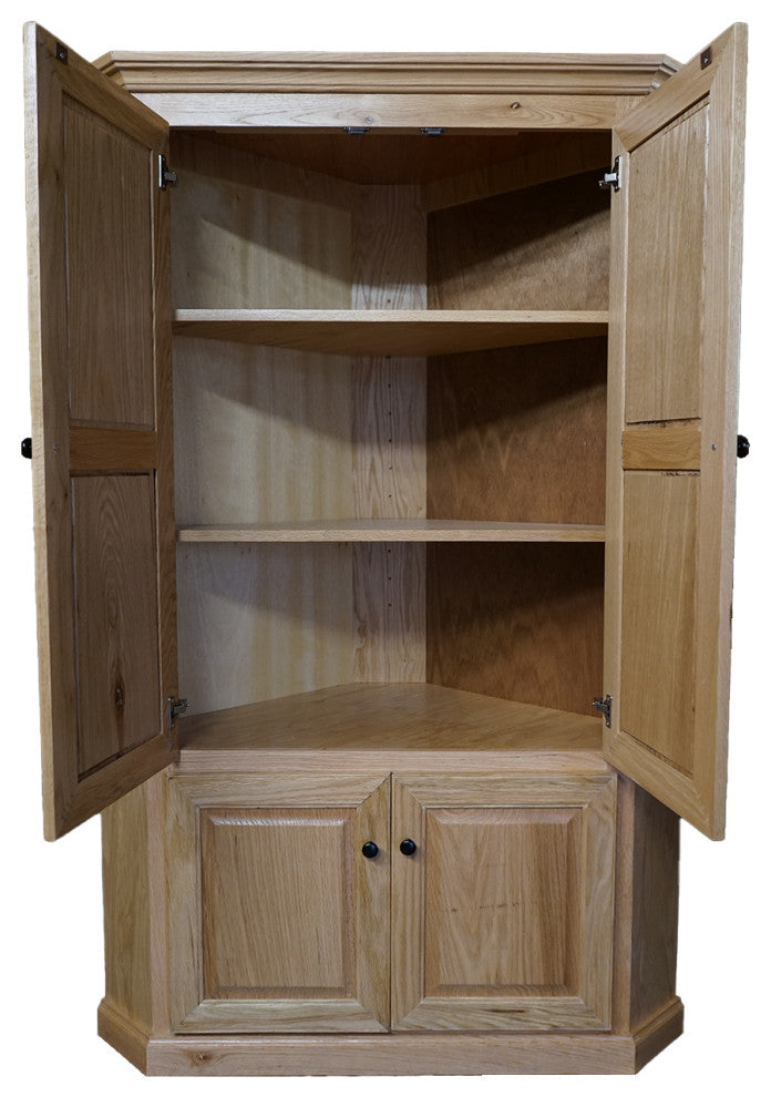 Oak Corner Kitchen Pantry, Light Oak