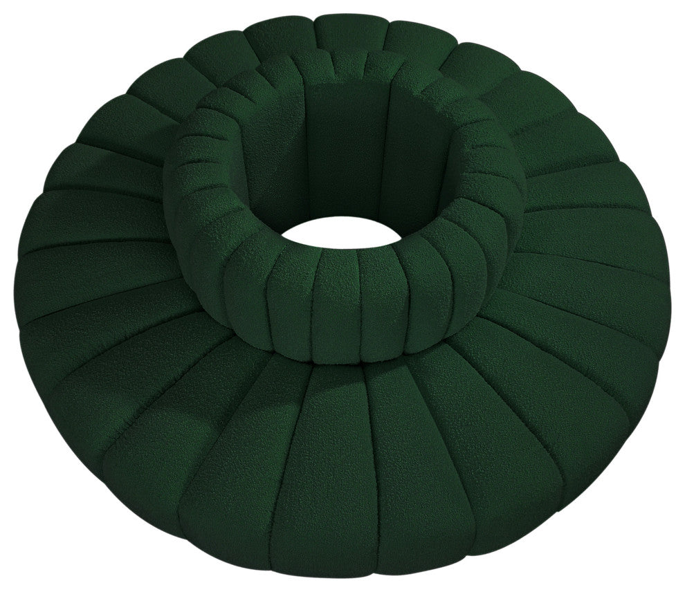 Arc Upholstered Outward Curved Modular Sectional, Green, 8-Piece: Reverse Corner (8), Boucle Fabric