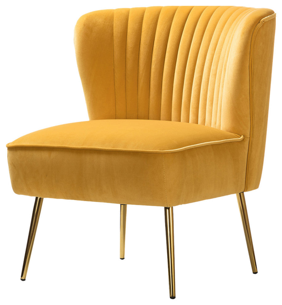 Velvet Accent Dining Chair, Mustard