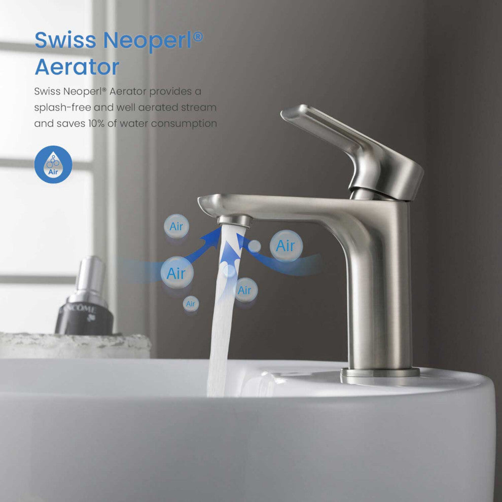 Tender Single Handle Bathroom Sink Faucet, Brushed Nickel