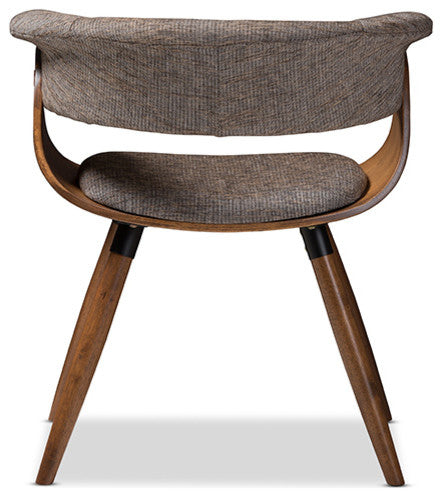 Bryce Mid-Century Fabric Upholstered Walnut Bent Wood Dining Chair