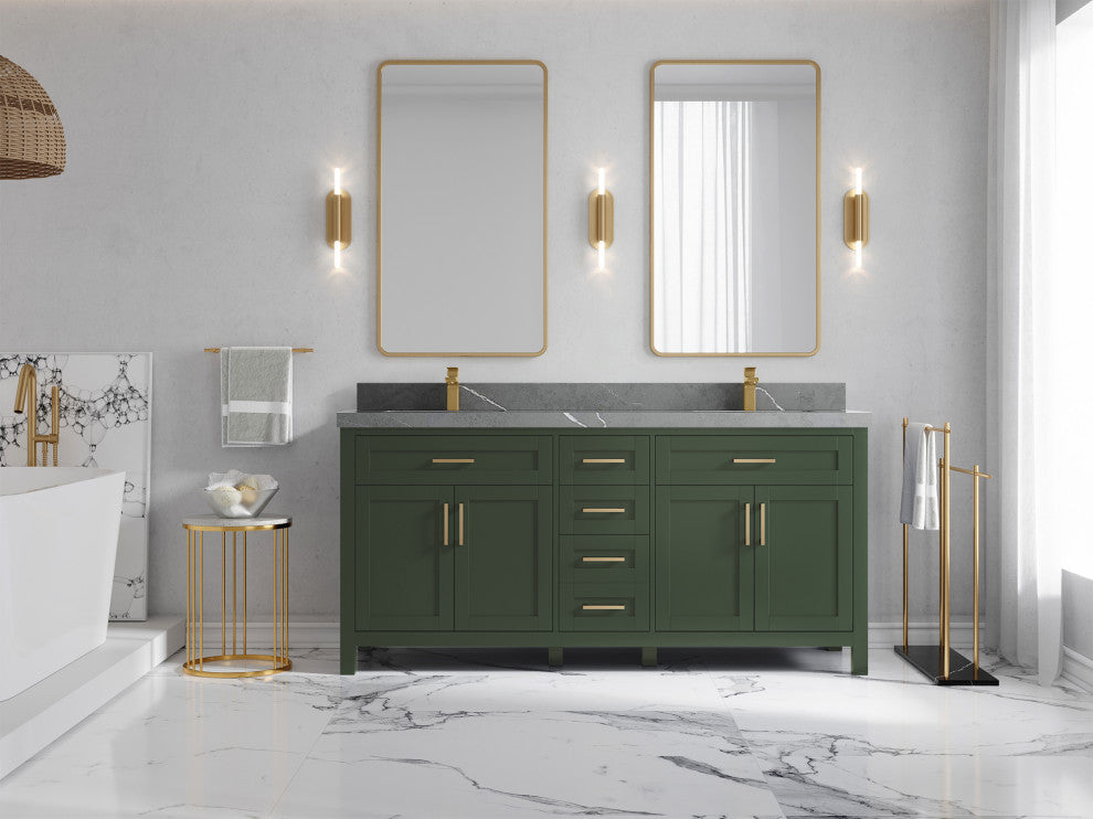 Cambridge 72 Double Sink Bath Vanity in Pewter Green 2" Piatra Gray
