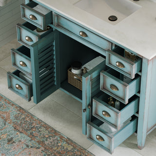The Aurora Bathroom Vanity, Blue, 47", Single Sink, Freestanding