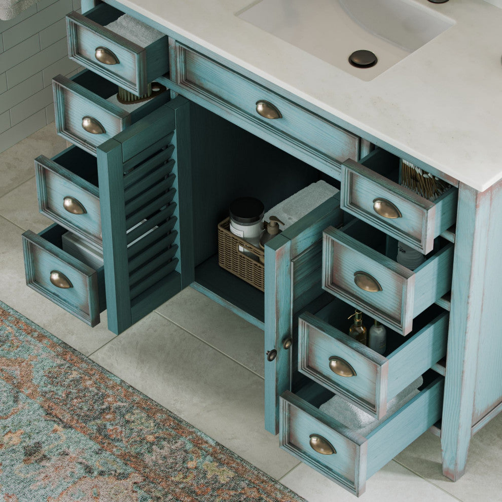 The Aurora Bathroom Vanity, Blue, 47", Single Sink, Freestanding