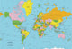 World Map Wall Decal, Classic Colors, 53"x36"