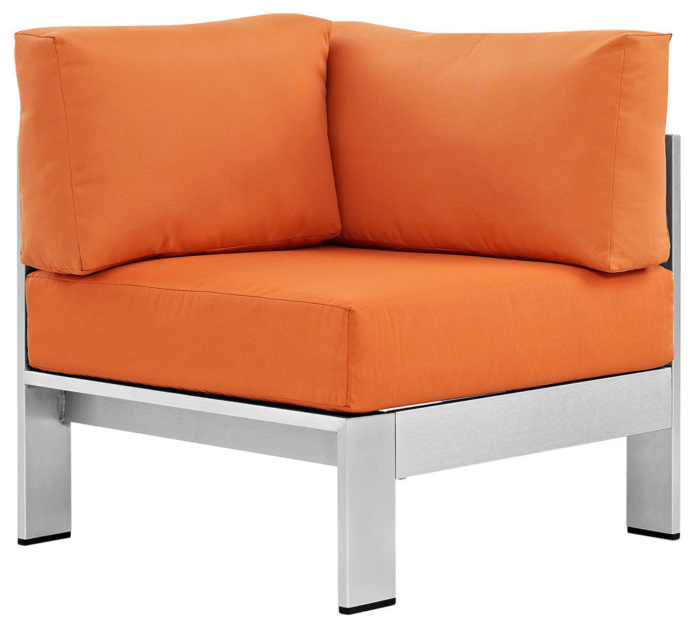 Silver Orange Shore Outdoor Patio Aluminum Corner Sofa