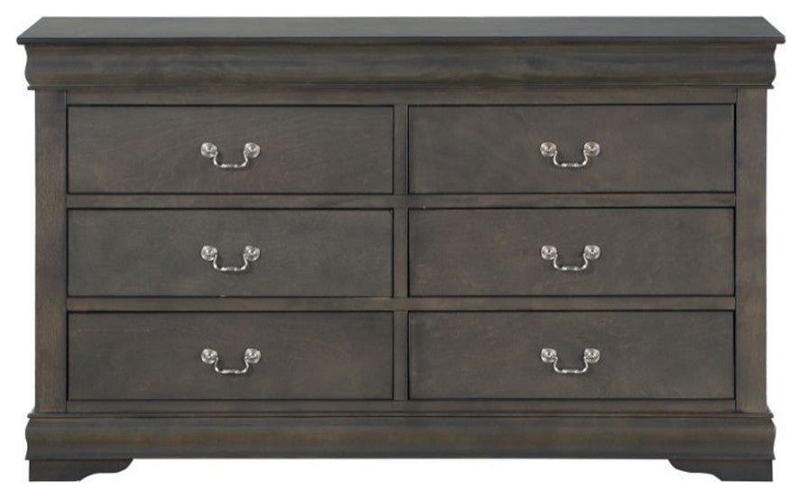 Wood Dresser with 6 Drawers, Drak Gray