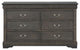 Wood Dresser with 6 Drawers, Drak Gray
