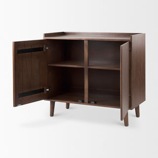 Interior with shelves visible (open doors) on white background