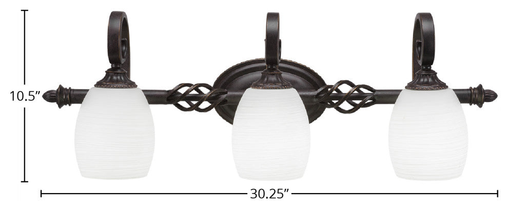 Elegante 3-Light Bath Bar, White Linen