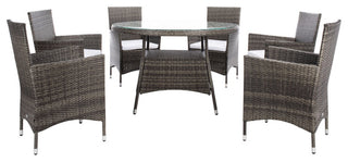 Safavieh Challe Dining Set, Grey Brown / White