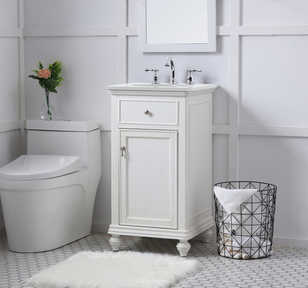 Bathroom Vanity, Antique White, 19"