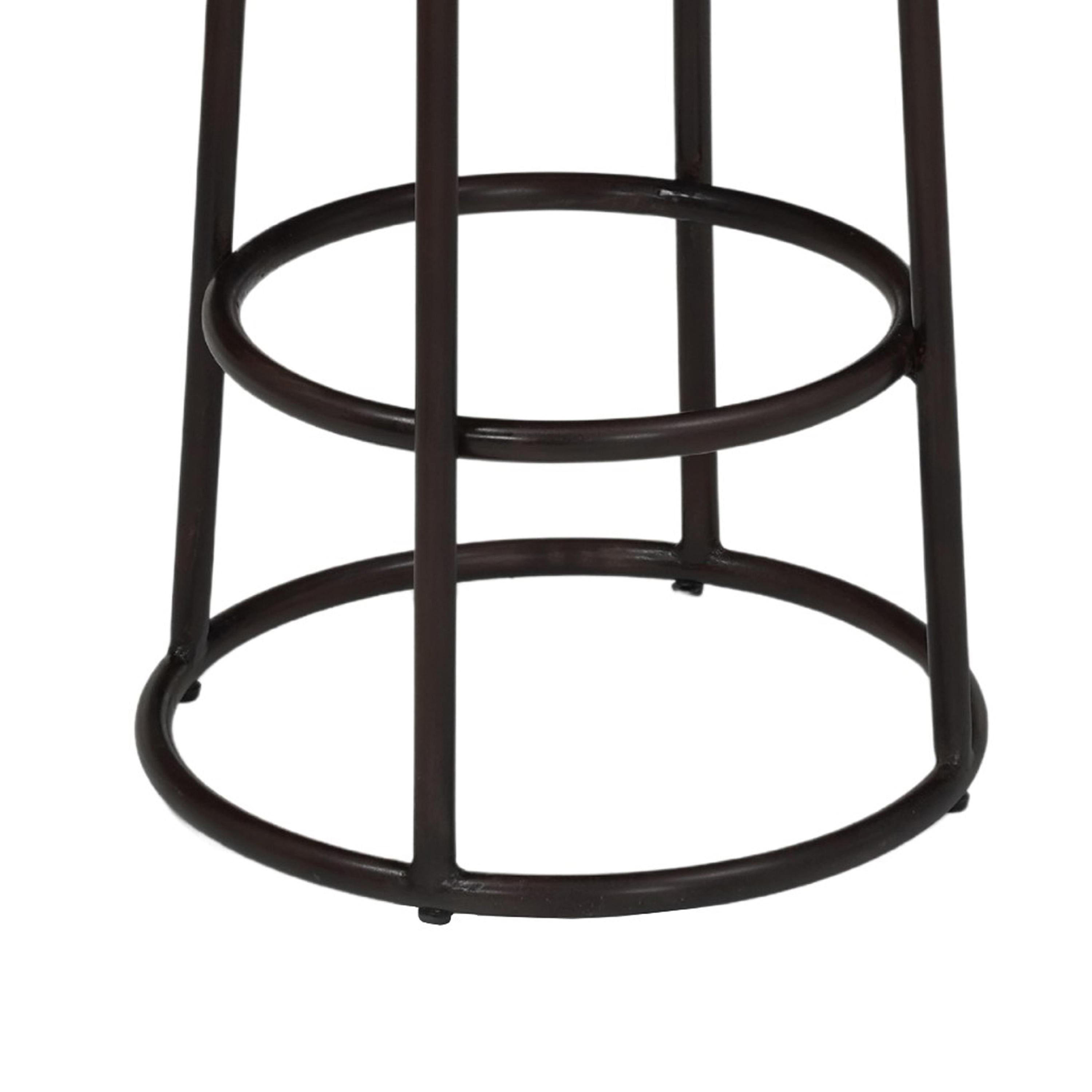 24" Mango Wood Counter Height Barstool With Iron Base Brown And Black