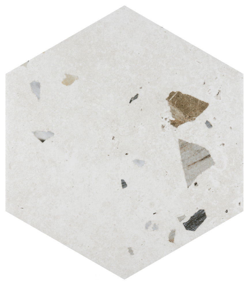 Sonar Hex White Porcelain Floor and Wall Tile