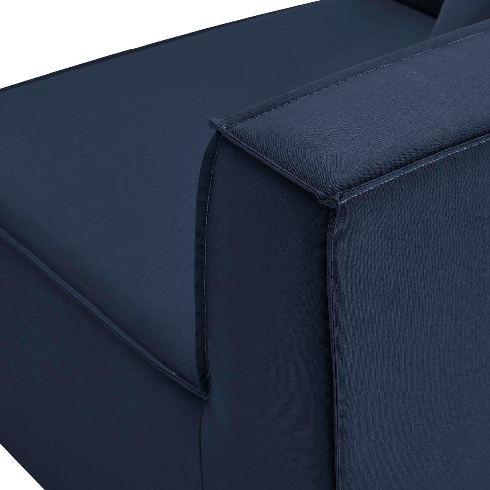 Lounge Sectional Sofa Set, Fabric, Blue Navy, Modern, Outdoor Patio Cafe Bistro