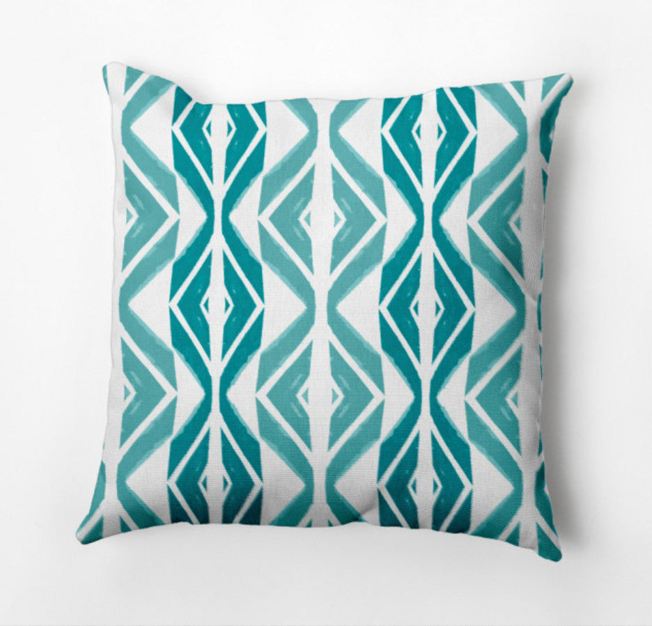 Diamond Graffiti Pillow, Teal, 20"x20"