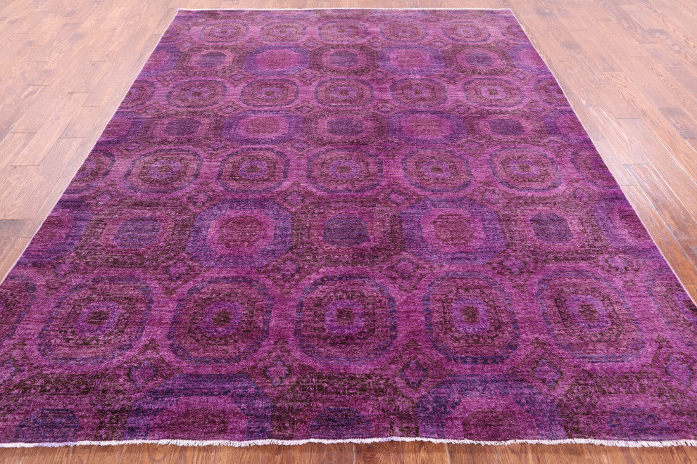 7' 10" X 9' 9" Hand-Knotted Full Pile Overdyed Mamluk Rug - Q12732