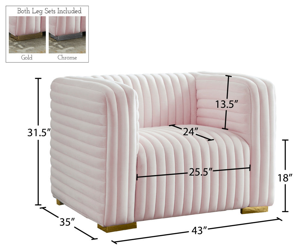 Ravish Velvet Upholstered Chair, Pink, Chair