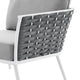 Lounge Chair, White Gray, Aluminum, Modern, Outdoor Patio Hospitality