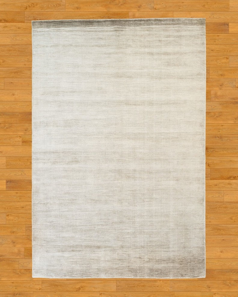 Manning Hand-Loomed Viscose Contemporary Area Rug Carpet, Light Grey, 9' X 12'