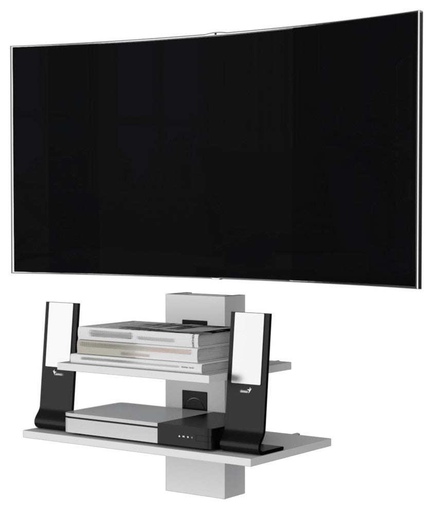 Minot Floating Shelf, Sleek Dual-Shelf Wall Unit with Cable Management