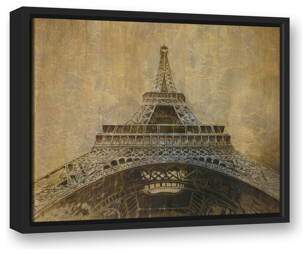 Vintage Eiffel Tower 16x20 Black Floating Framed Canvas
