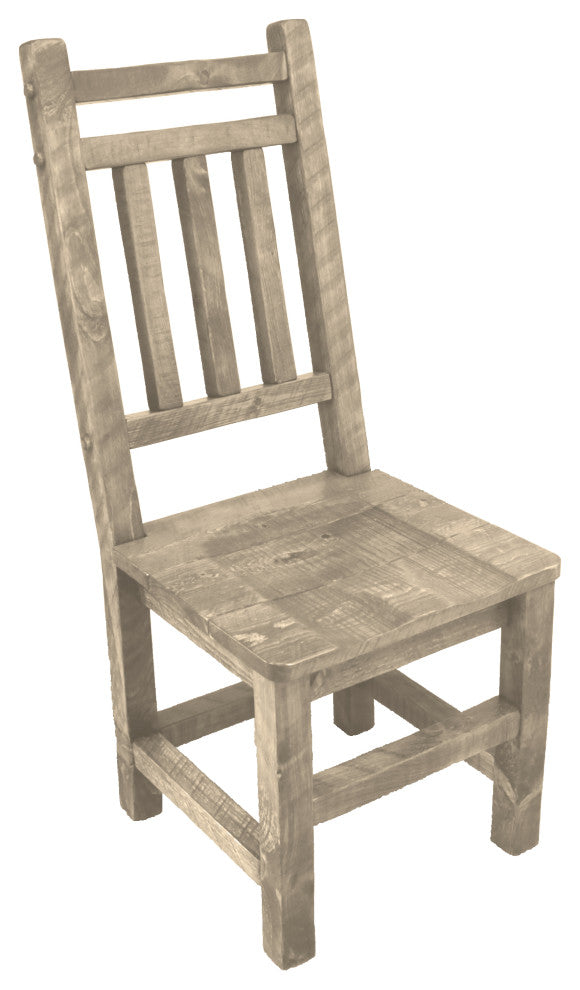 Barnwood Style Timber Peg Dining Room Chair with Double Top Rail, Set of 2, Frost