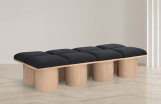 Pavilion Boucle Fabric Upholstered 8-Piece Modular Bench, Black, Natural Finish