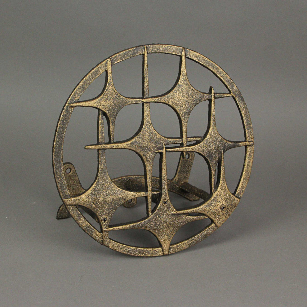 Cast Iron Mid Century Modern Stars Decorative Wall Mounted Garden Hose Holder