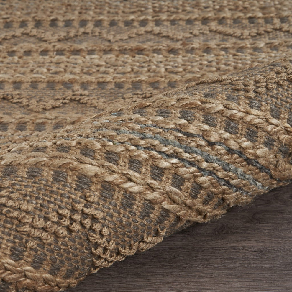 5" x 8" Tan and Gray Intricate Striped Area Rug