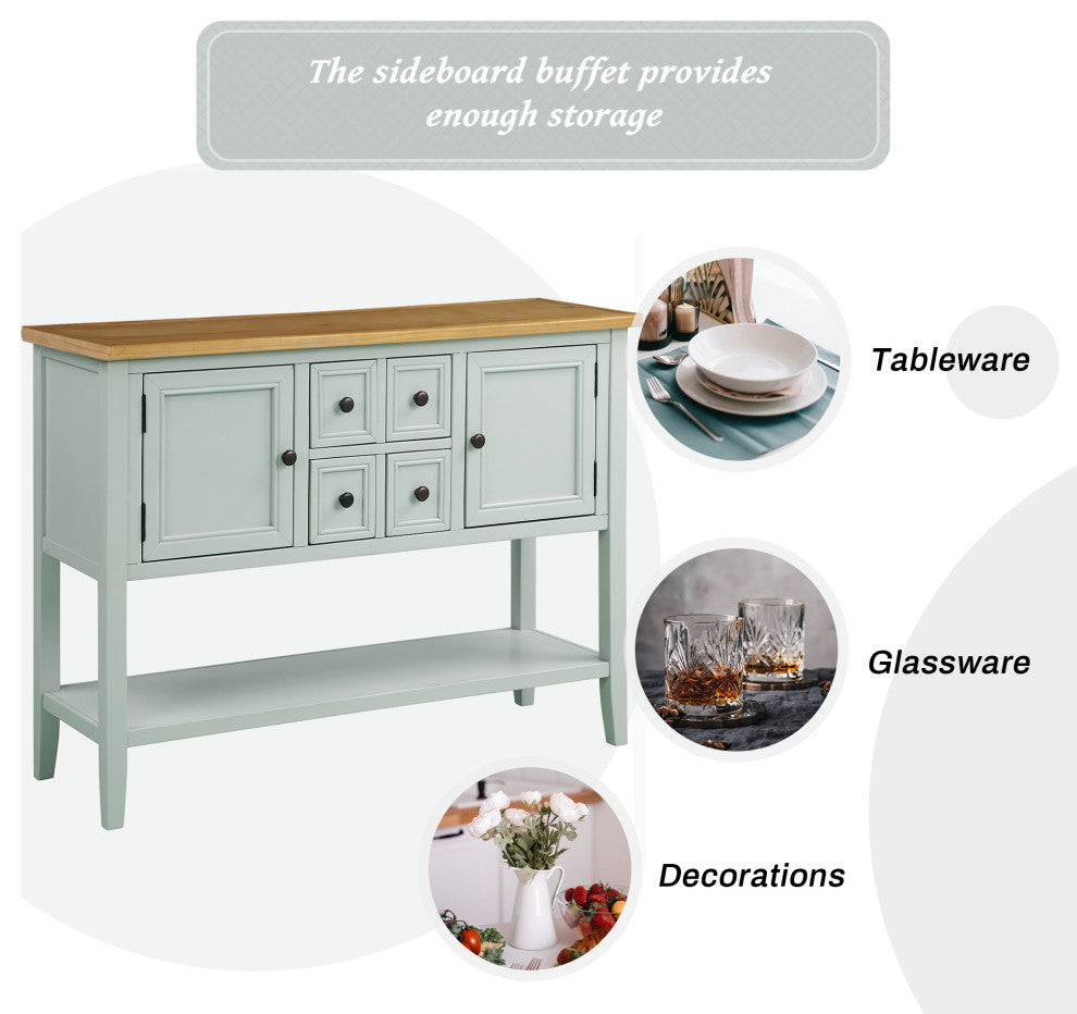 TATEUS 46" Console Table Buffet Sideboard Storage Drawers Cabinets Sofa Tables, Lime White