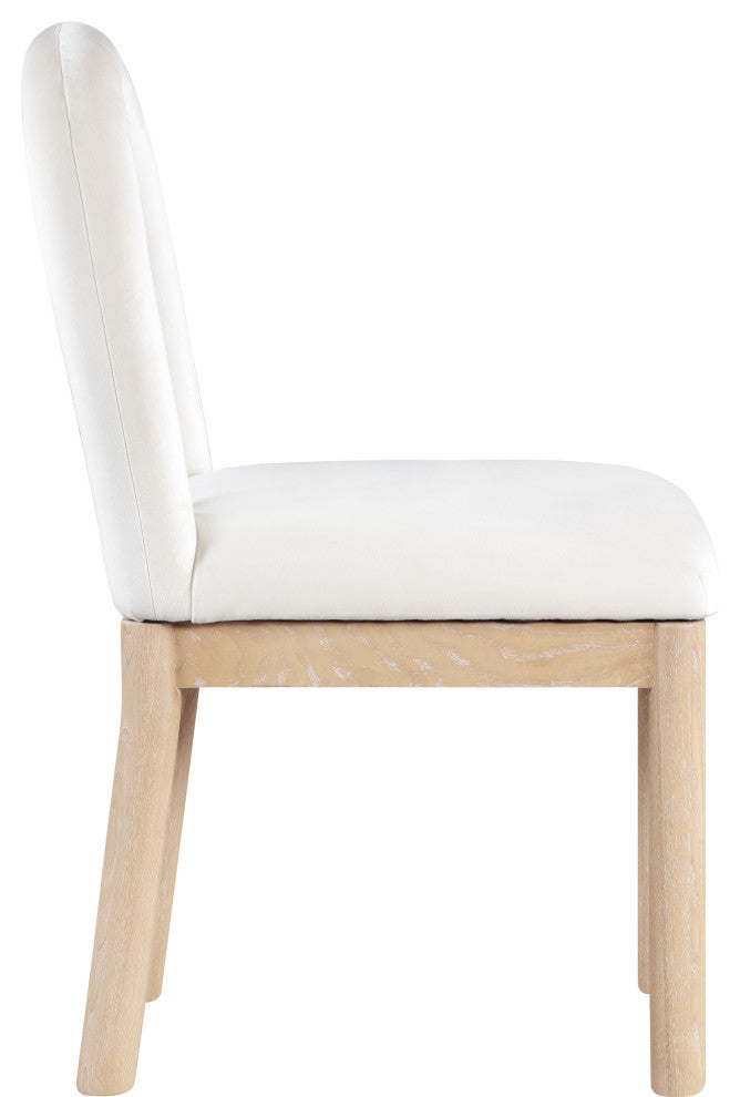 Conrad Upholstered Dining Chair, Cream, Velvet, Natural Finish