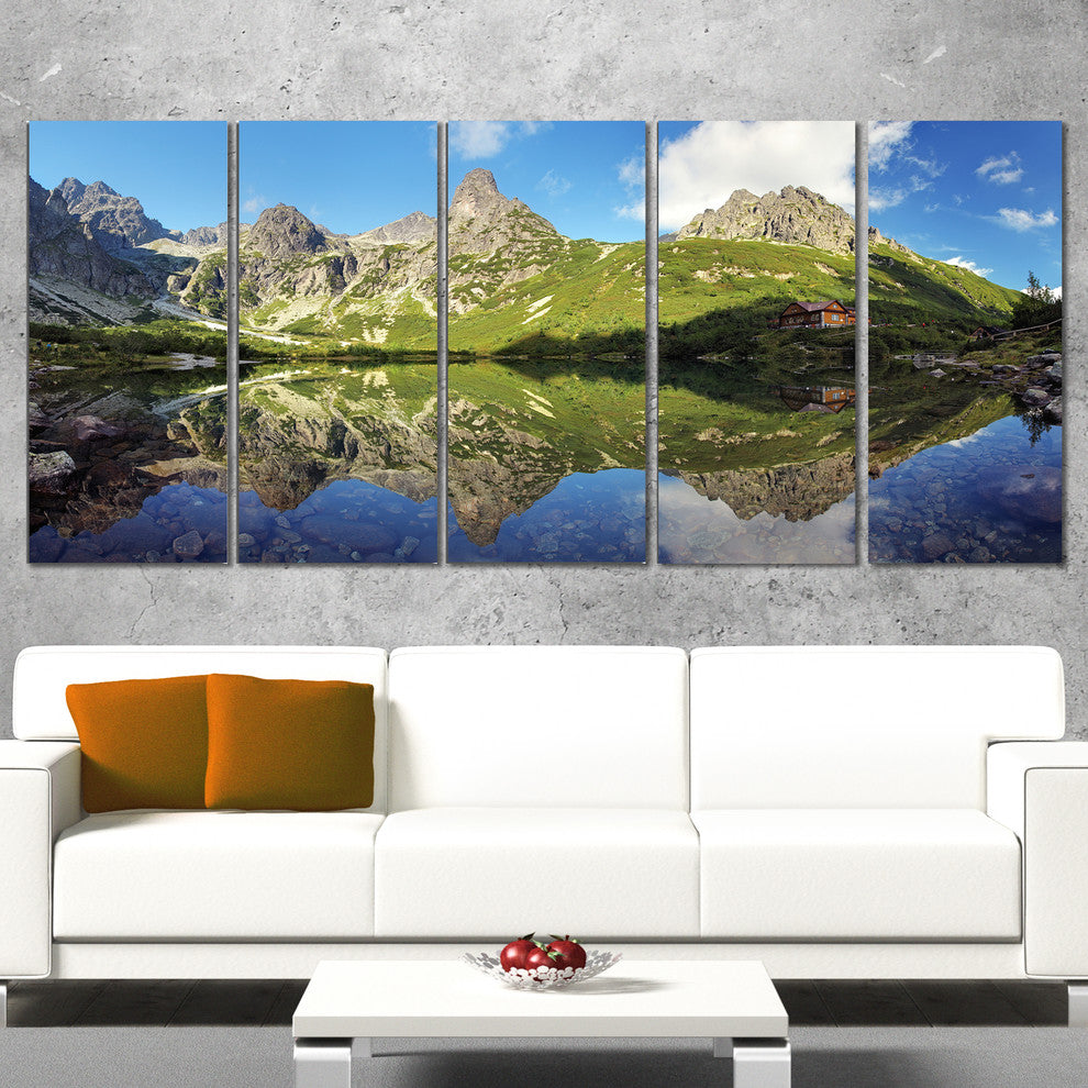 "Green Lake in Tatra Mountain" Landscape Photo Wall Art, 5 Panels, 60"x28"