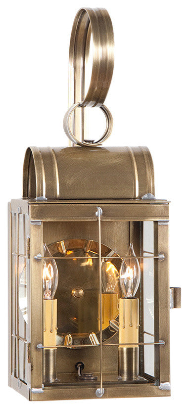 Double Wall Lantern, Antiqued Solid Brass