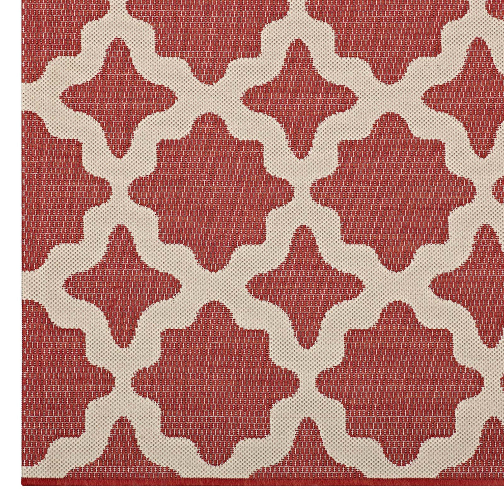 Cerelia Moroccan Trellis 9x12 Indoor and Outdoor Area Rug, Red and Beige