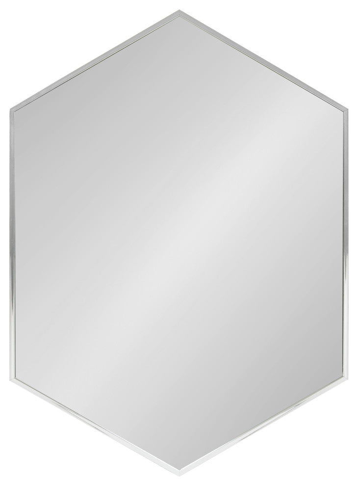 Rhodes Framed Hexagon Wall Mirror, Silver, 22x31
