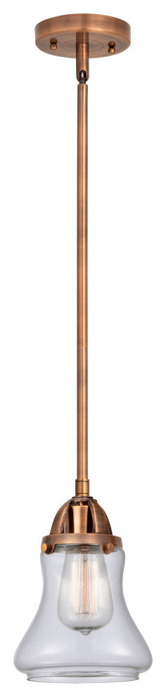 Bellmont Mini Pendant, Antique Copper, Clear, Clear