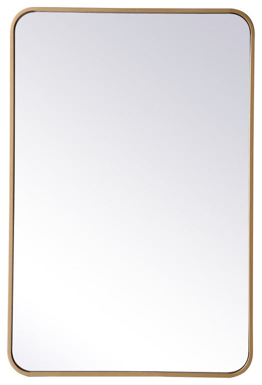 Elegant Decor MR802436BR Soft Corner Metal Rectangular Mirror, 24"x36"